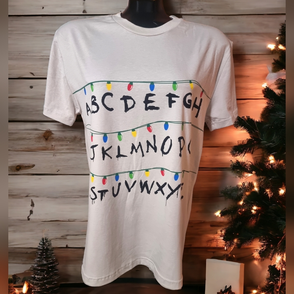Stranger Things Unisex T-Shirt First Season Alphabet & Christmas Lights